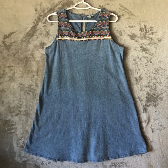 Spense Women Dress Size L Sleeveless Embroidered A-Line Colorful Jersey Knit - Picture 1 of 14